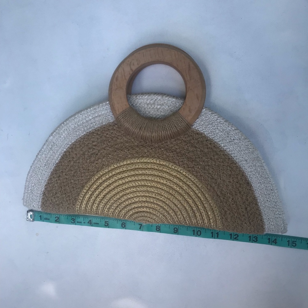 Natural Boho Crossbody Half Moon Taco Shaped Bag Summer Fun Bag - Picture 14 of 14